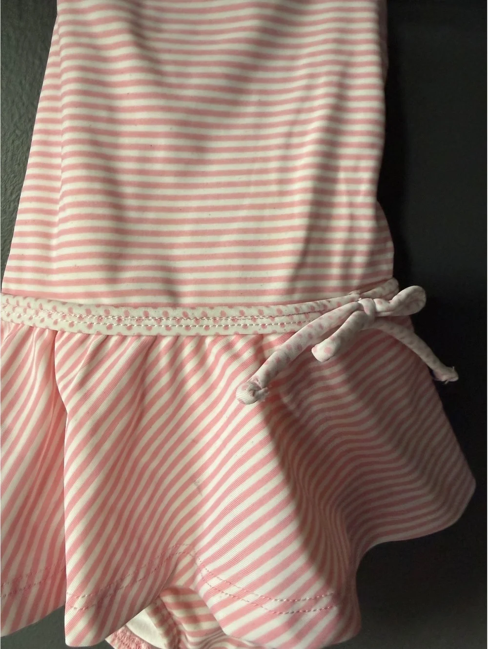 Pink and White Striped Baby Girl Swim Dress with Bow